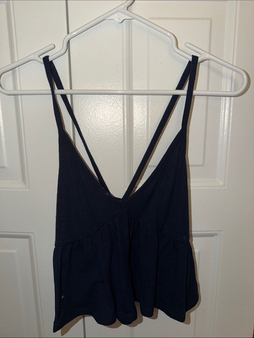 Garage Navy Blue Ribbed Cropped Tank Top